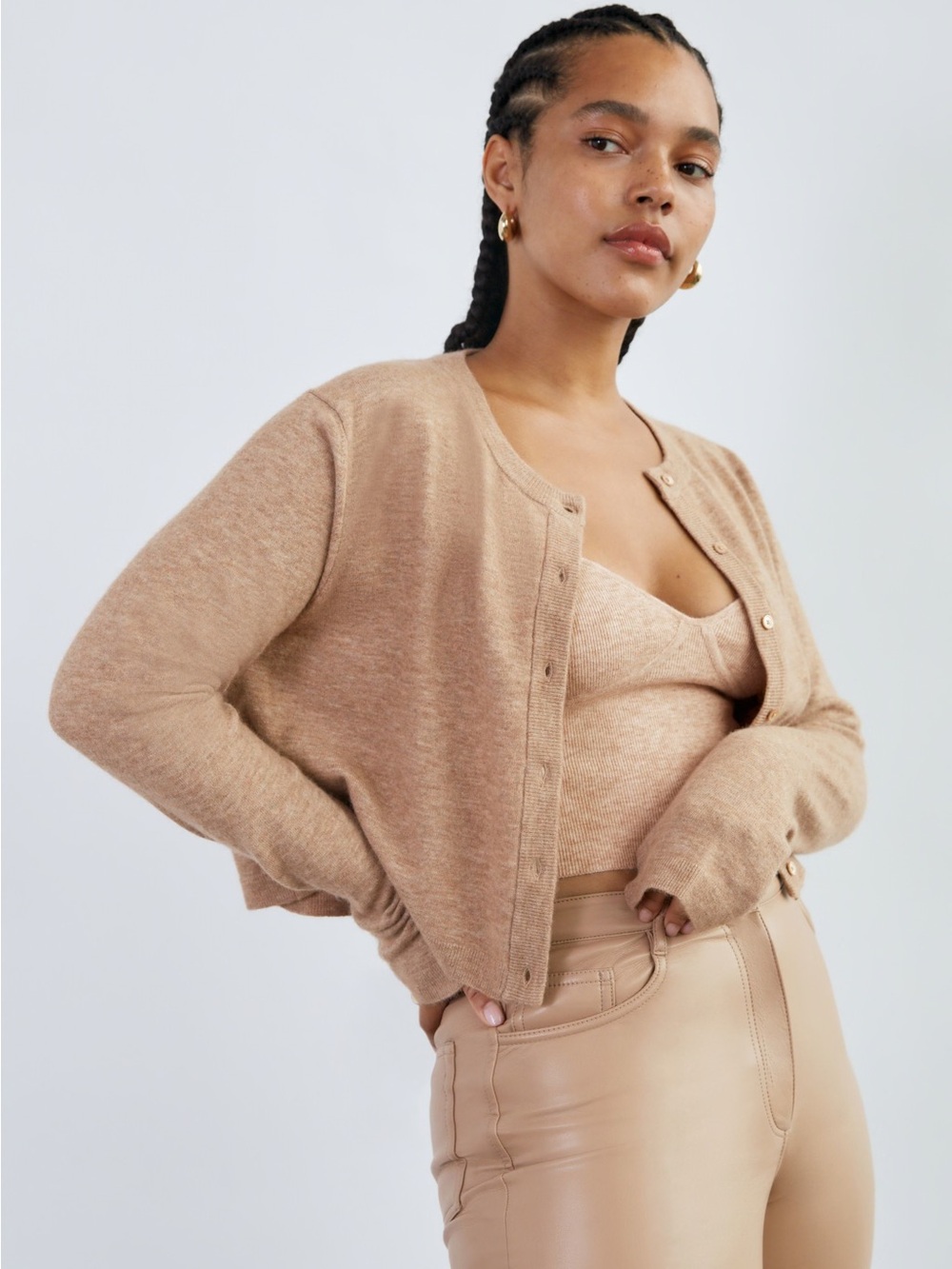 Wilfred Free by Aritzia Cropped Cardigan | Oatmeal | XS